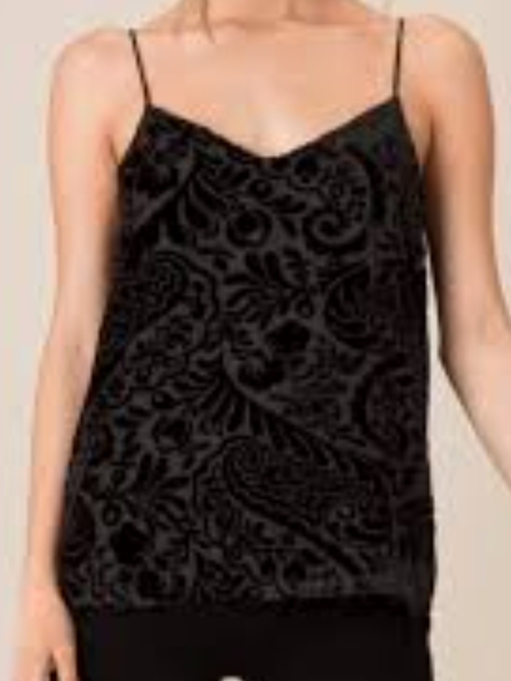 Xhilaration Black Paisley Burnout Velvet Cami Top